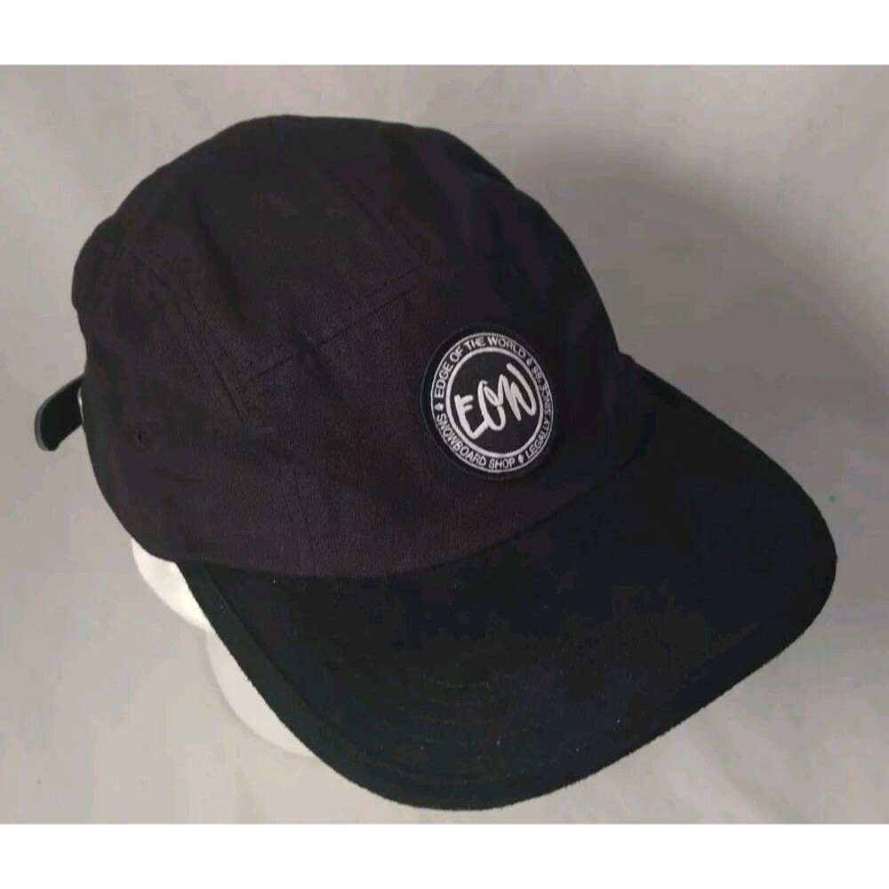 Edge of the World Snowboard Shop 5 Panel Suede Brim Strapback Hat/Cap-EXCELLENT!
